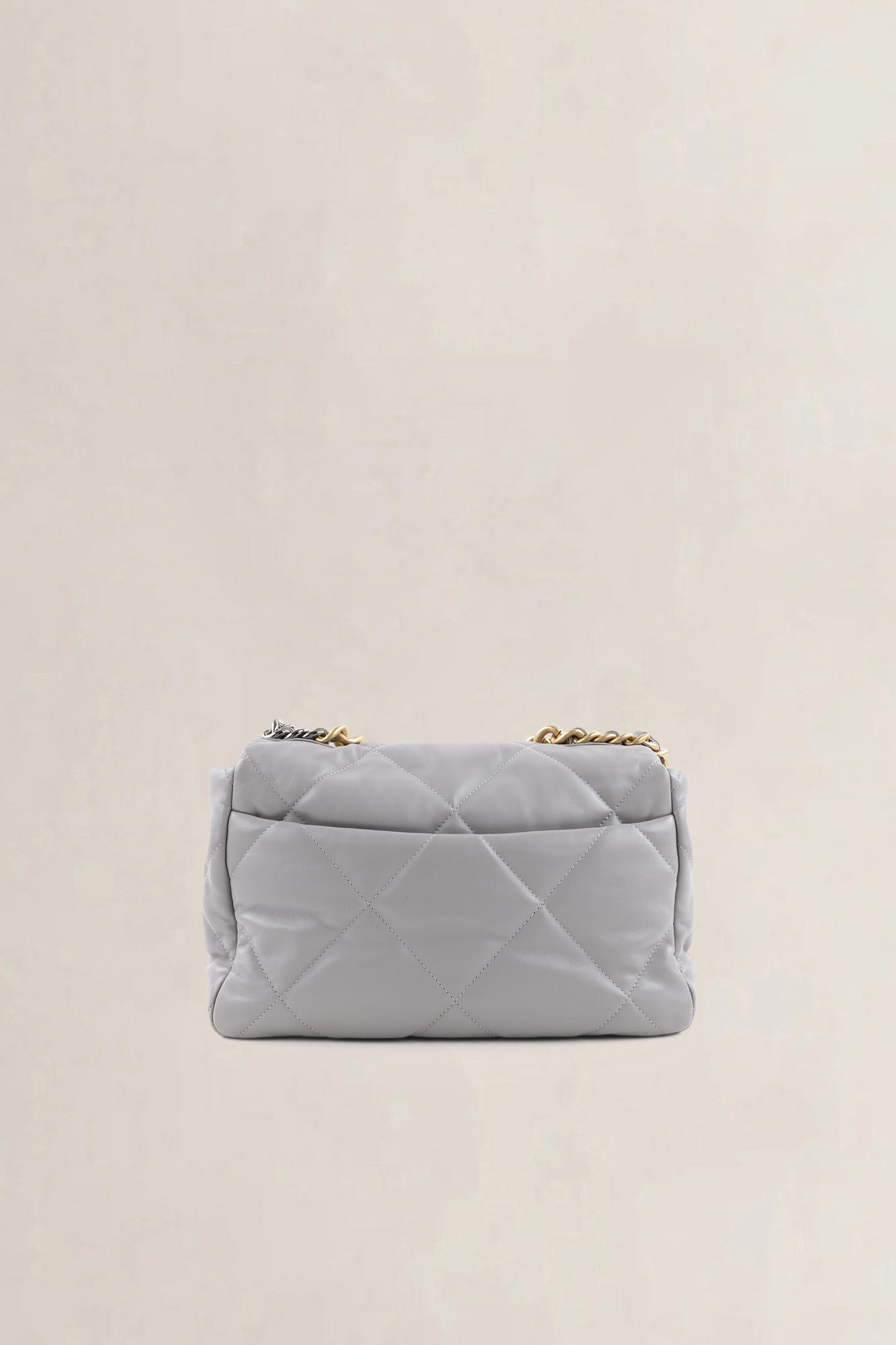 Chanel 19 Light Grey Large Quilted Lambskin Crossbody Bag