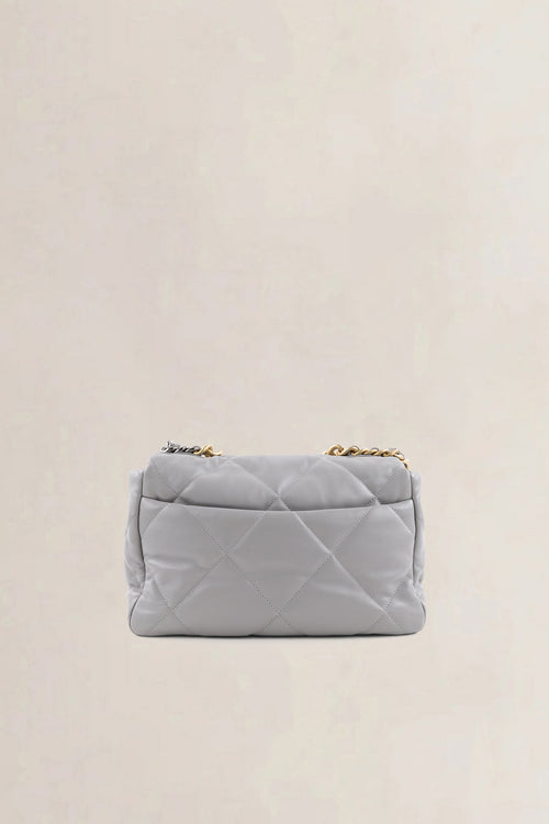 Chanel 19 Light Grey Large Quilted Lambskin Crossbody Bag