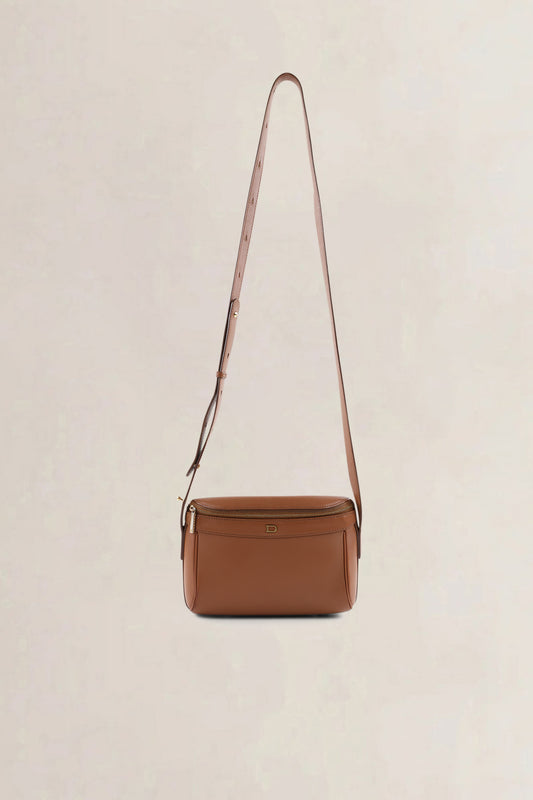 Delvaux Fauve Leather Tramway Crossbody Bag