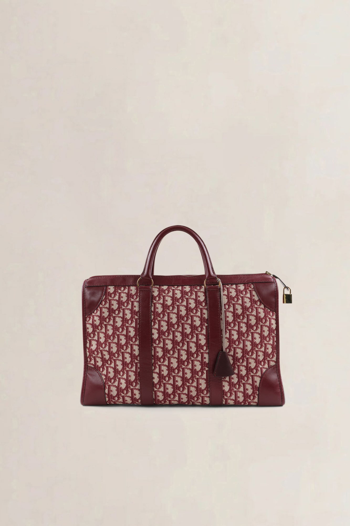 Christian Dior Burgundy Vintage Monogram Top Handle Bag