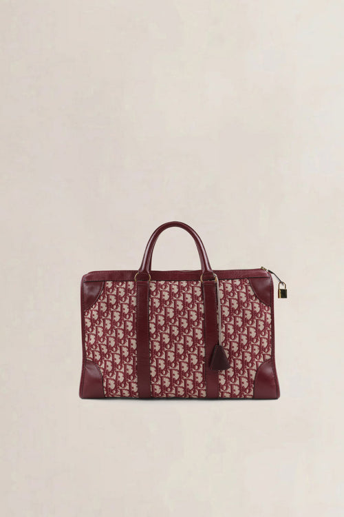 Christian Dior Burgundy Vintage Monogram Top Handle Bag