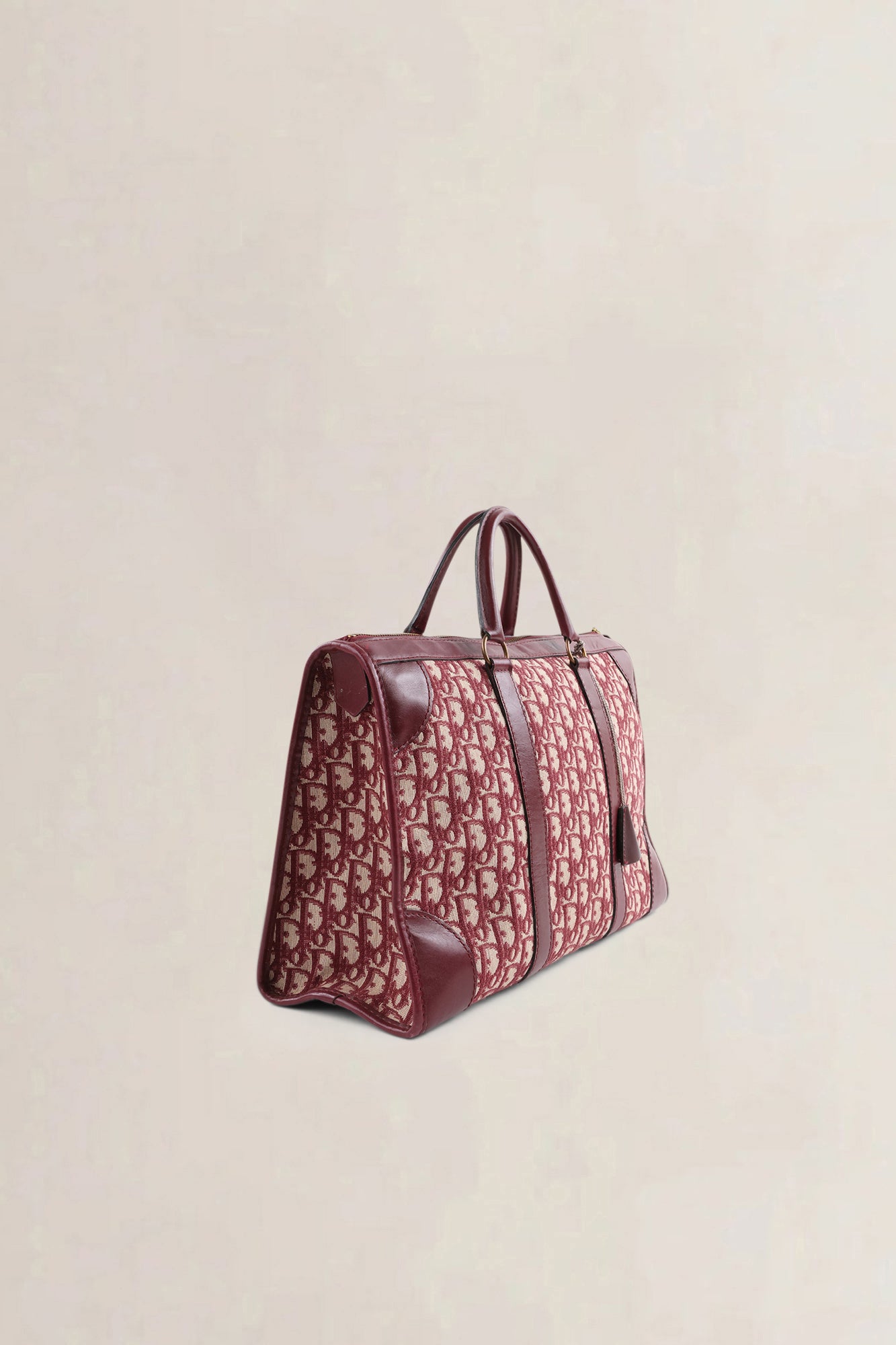 Christian Dior Burgundy Vintage Monogram Top Handle Bag