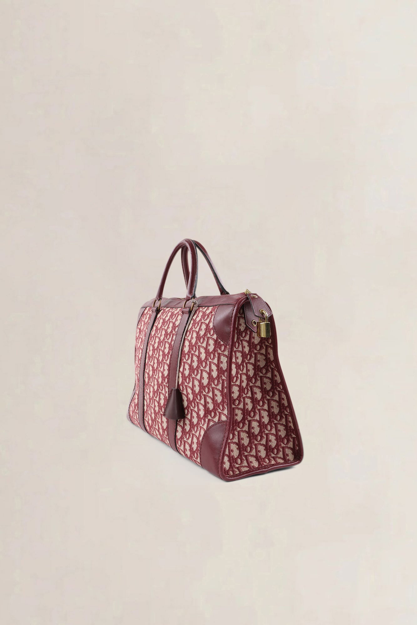 Christian Dior Burgundy Vintage Monogram Top Handle Bag
