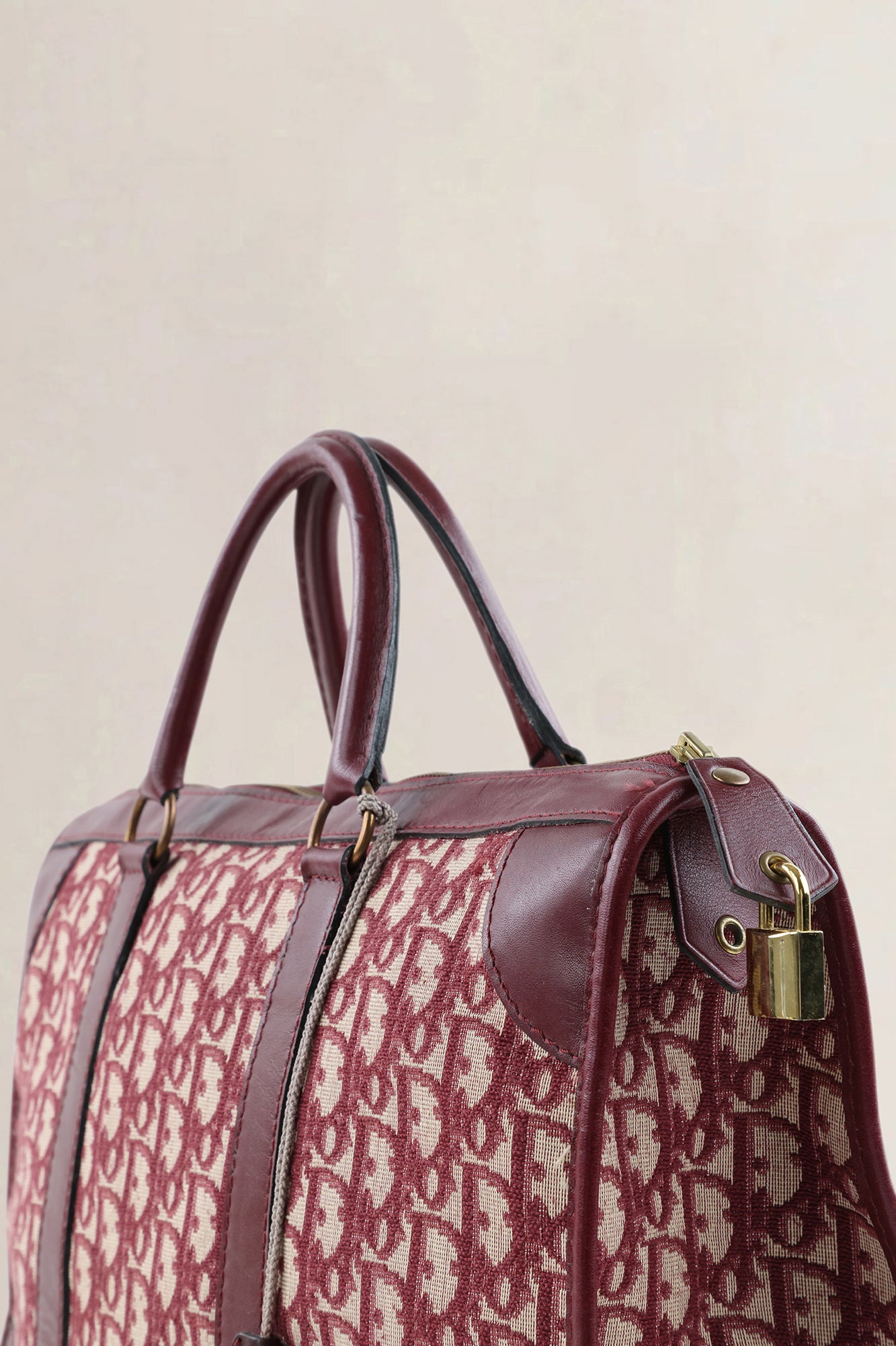 Christian Dior Burgundy Vintage Monogram Top Handle Bag