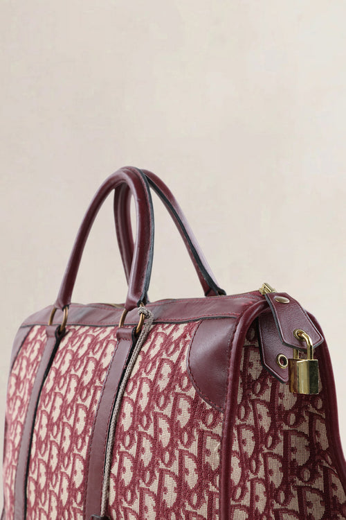 Christian Dior Burgundy Vintage Monogram Top Handle Bag