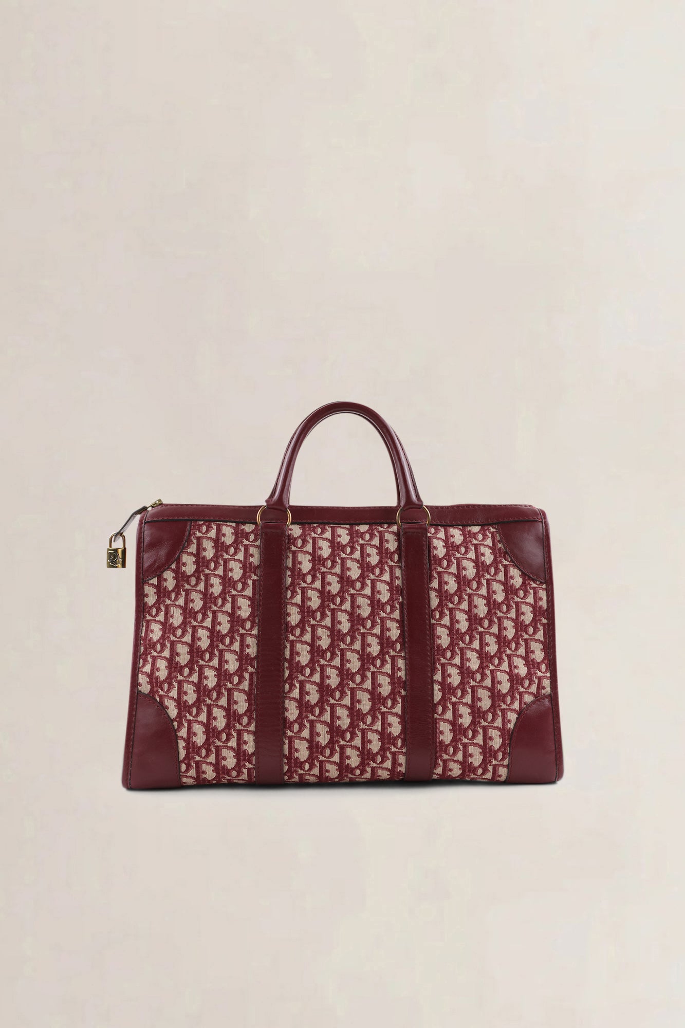 Christian Dior Burgundy Vintage Monogram Top Handle Bag
