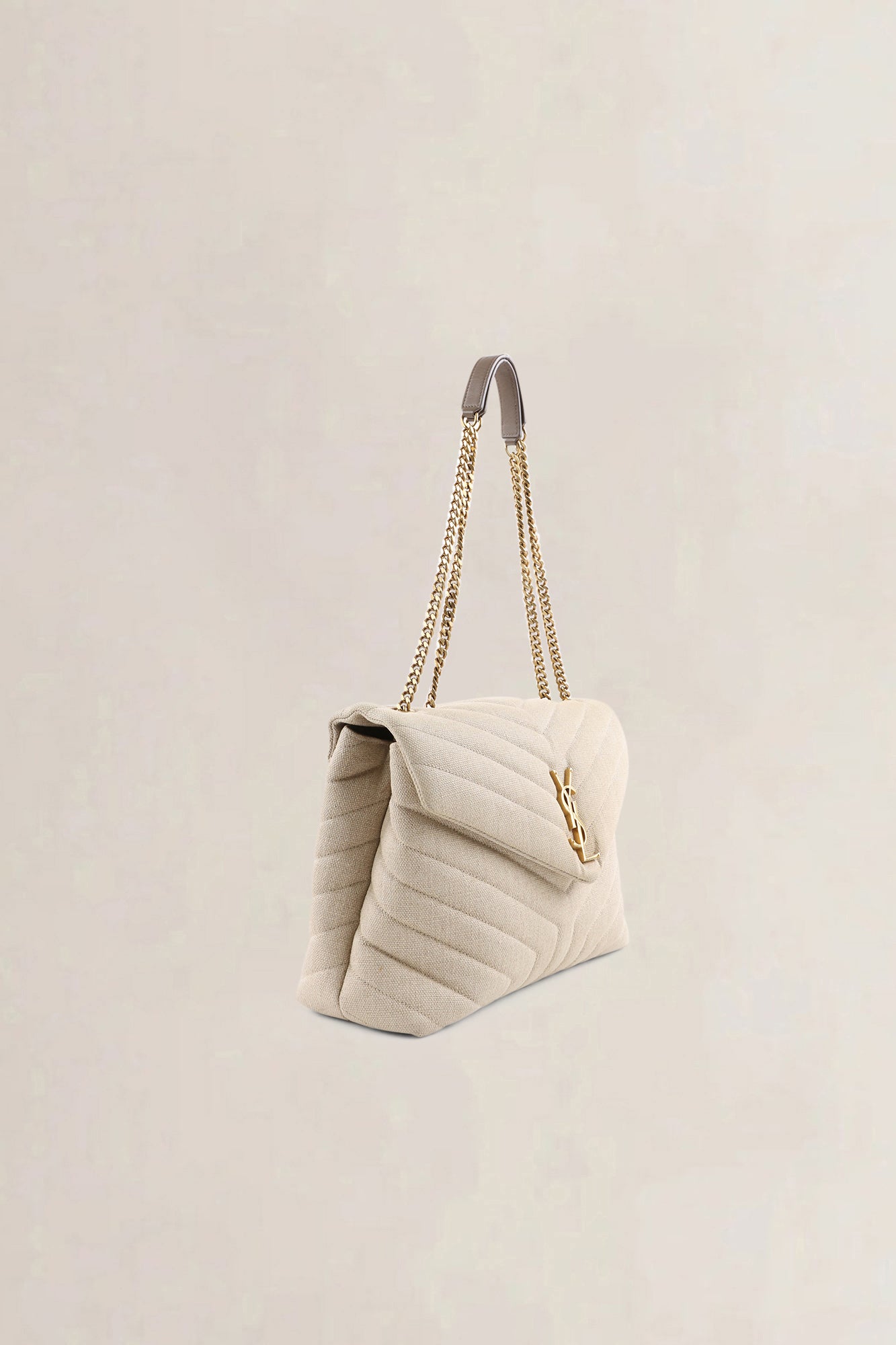 YSL Beige Cotton Loulou Medium Crossbody Bag