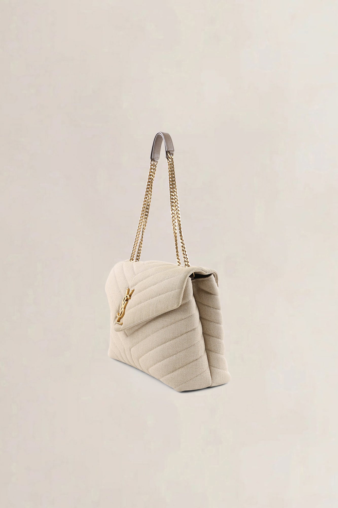 YSL Beige Cotton Loulou Medium Crossbody Bag