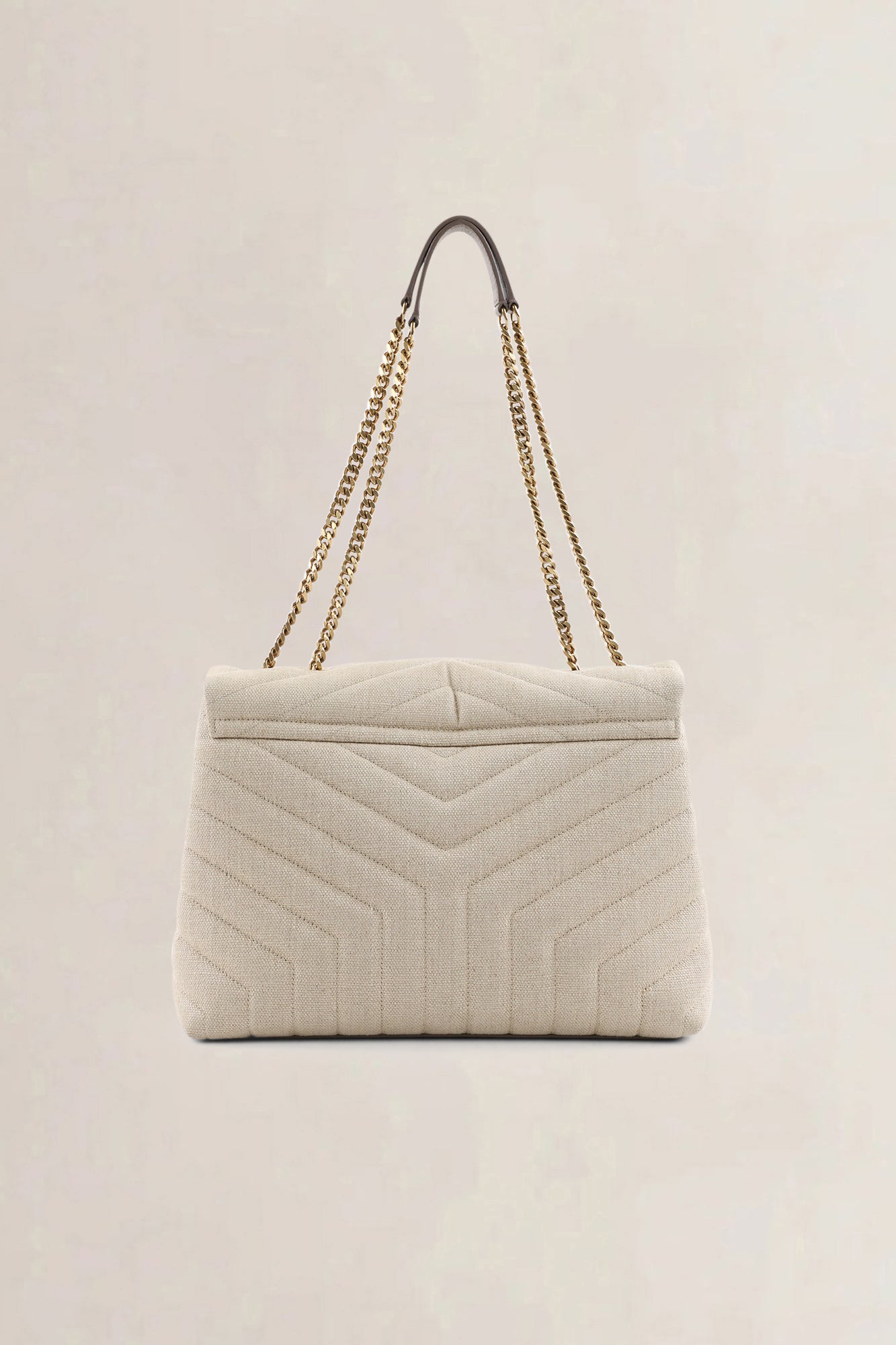 YSL Beige Cotton Loulou Medium Crossbody Bag