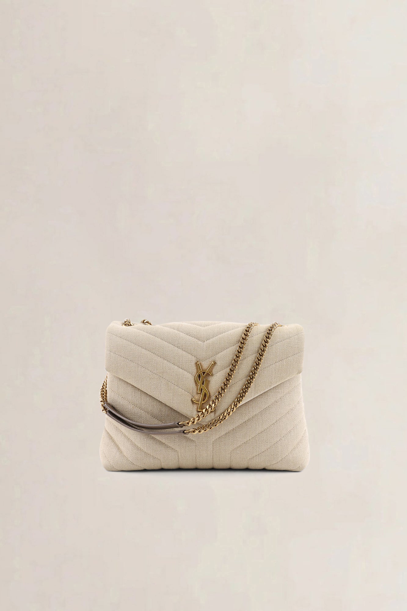 YSL Beige Cotton Loulou Medium Crossbody Bag