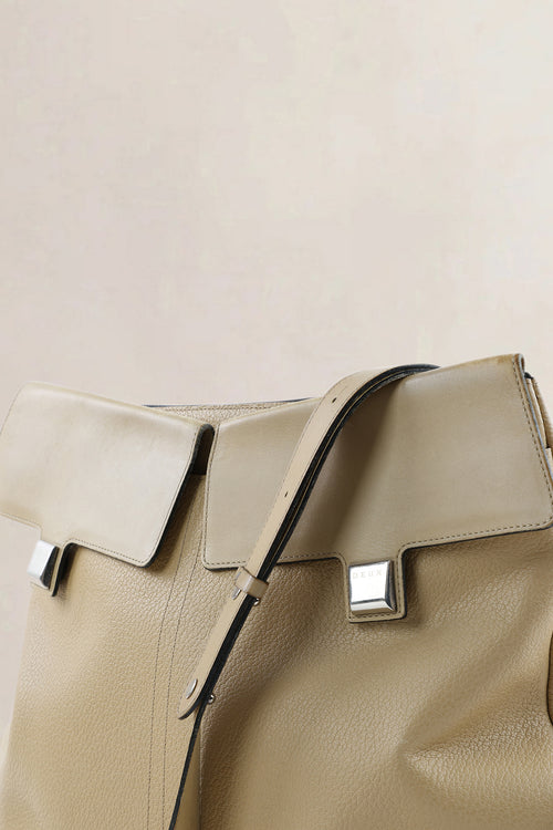 Deux de Delvaux Beige Leather Crossbody Bag