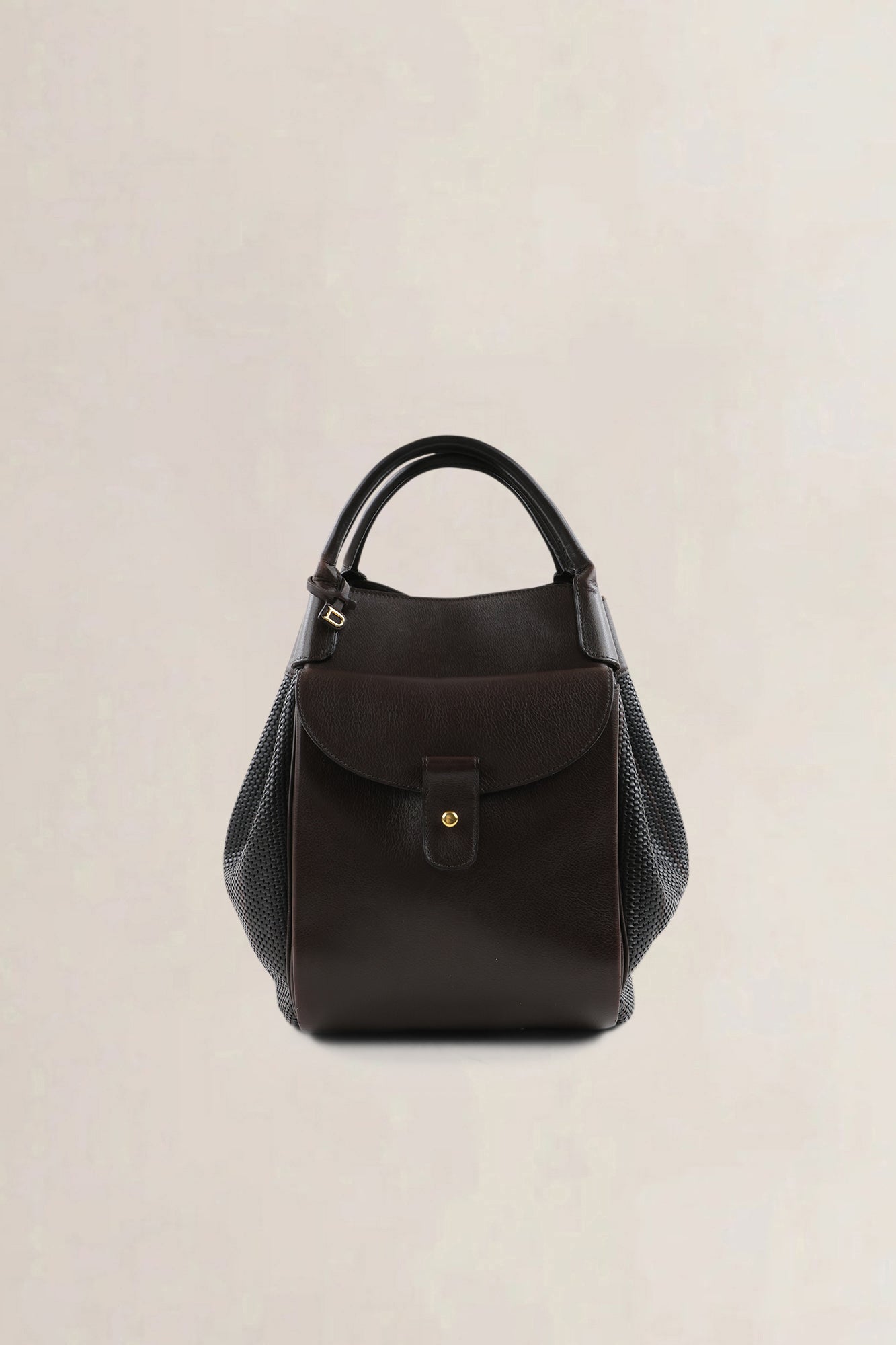 Delvaux Brown Leather/ Toile De Cuir Belon Shoulder Bag
