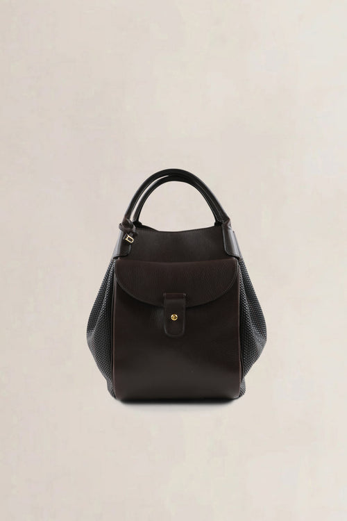 Delvaux Brown Leather/ Toile De Cuir Belon Shoulder Bag