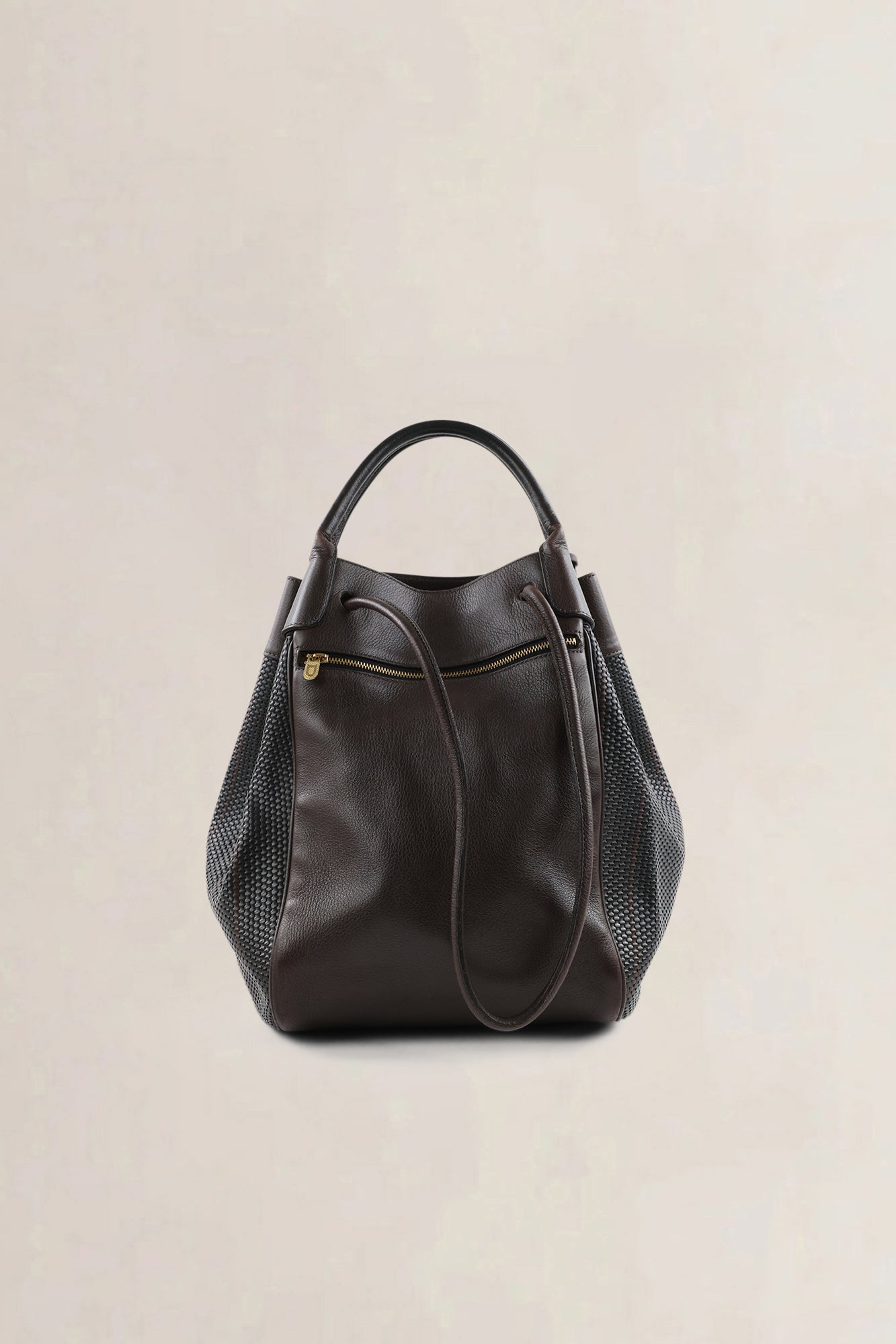 Delvaux Brown Leather/ Toile De Cuir Belon Shoulder Bag