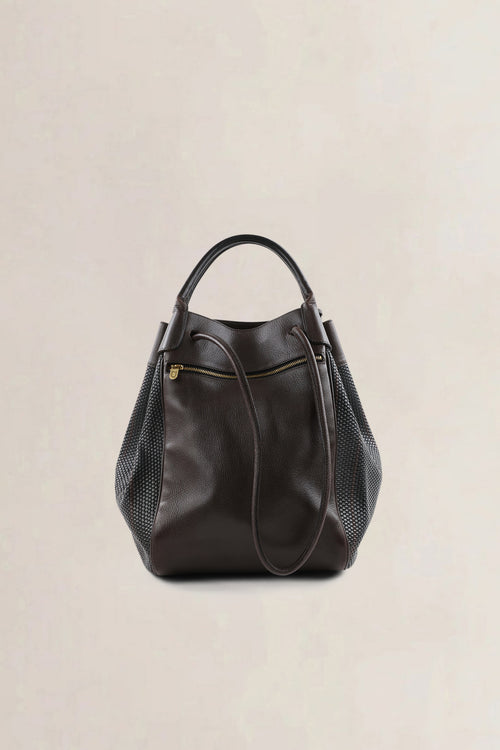 Delvaux Brown Leather/ Toile De Cuir Belon Shoulder Bag