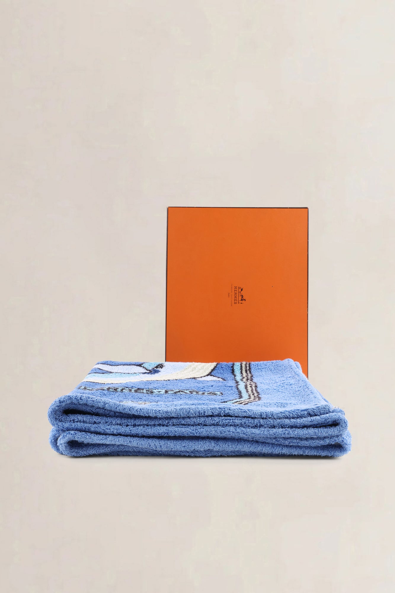 Hermès Blue "Baleines" Terry Cotton Beach Towel