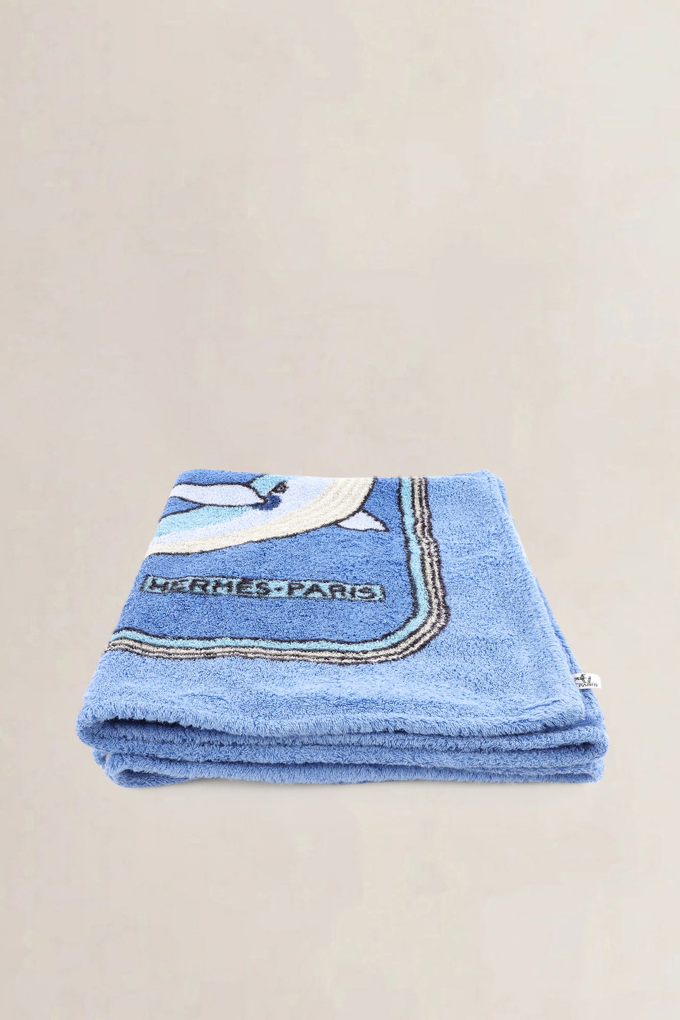 Hermès Blue "Baleines" Terry Cotton Beach Towel
