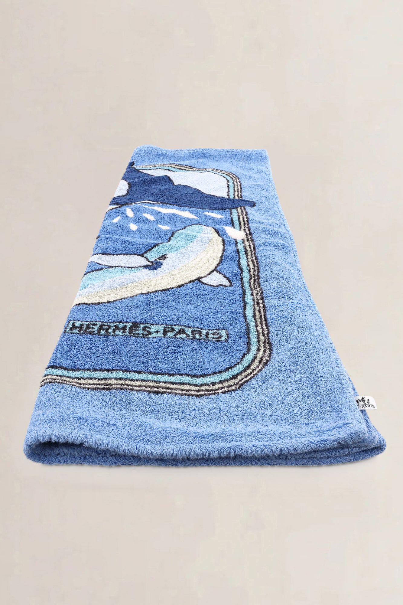 Hermès Blue "Baleines" Terry Cotton Beach Towel