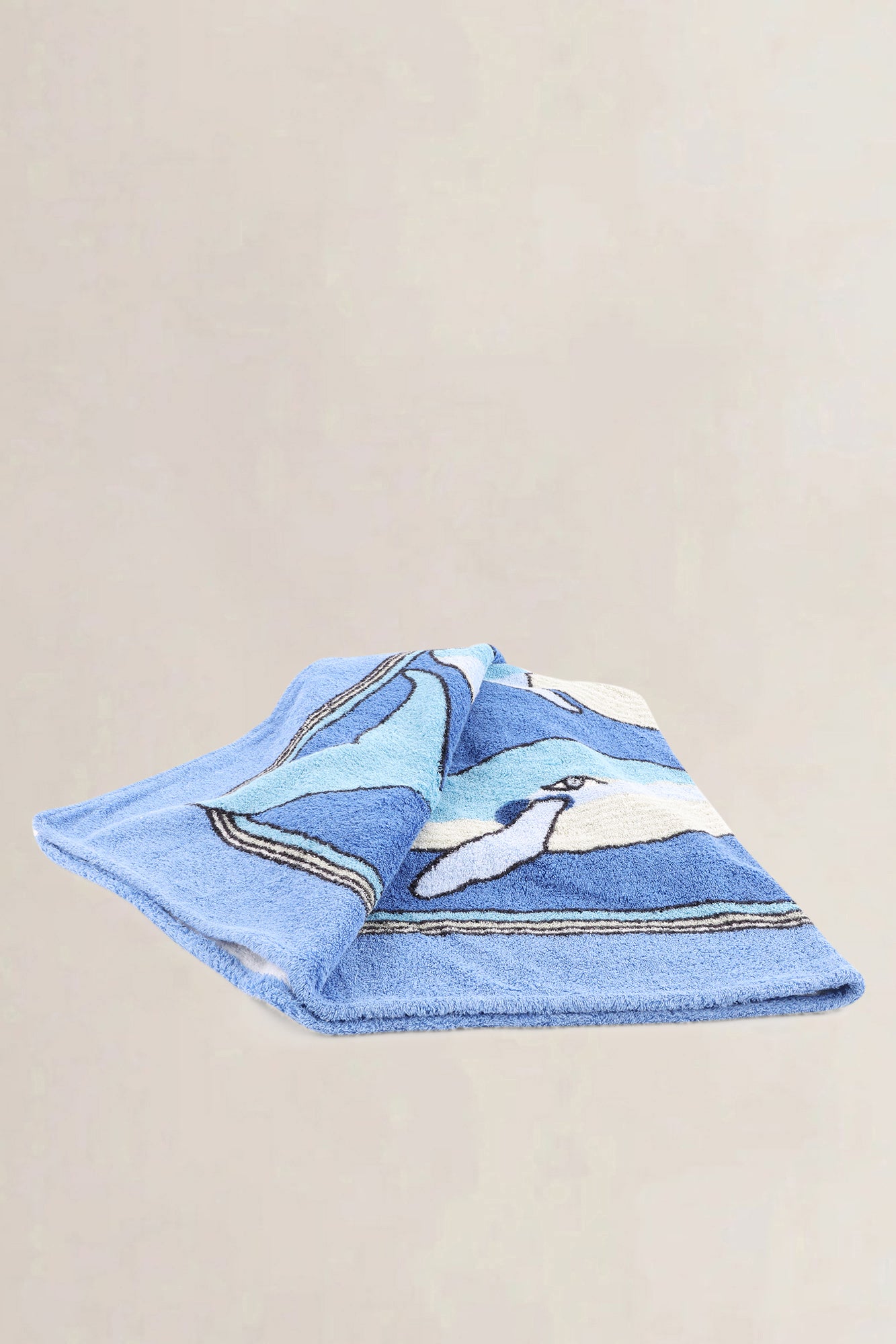 Hermès Blue "Baleines" Terry Cotton Beach Towel