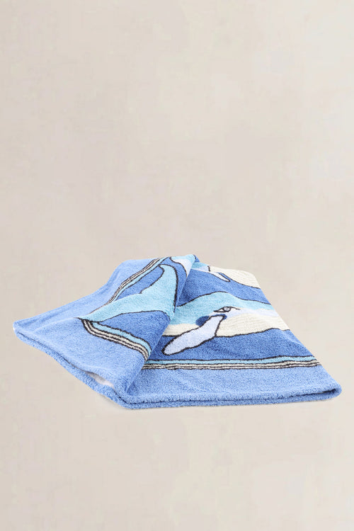 Hermès Blue "Baleines" Terry Cotton Beach Towel