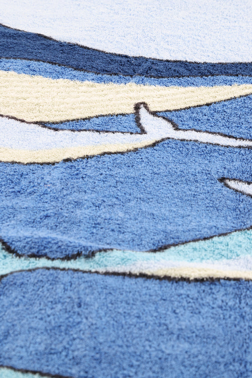 Hermès Blue "Baleines" Terry Cotton Beach Towel