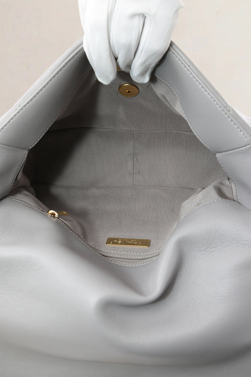 Chanel 19 Light Grey Large Quilted Lambskin Crossbody Bag