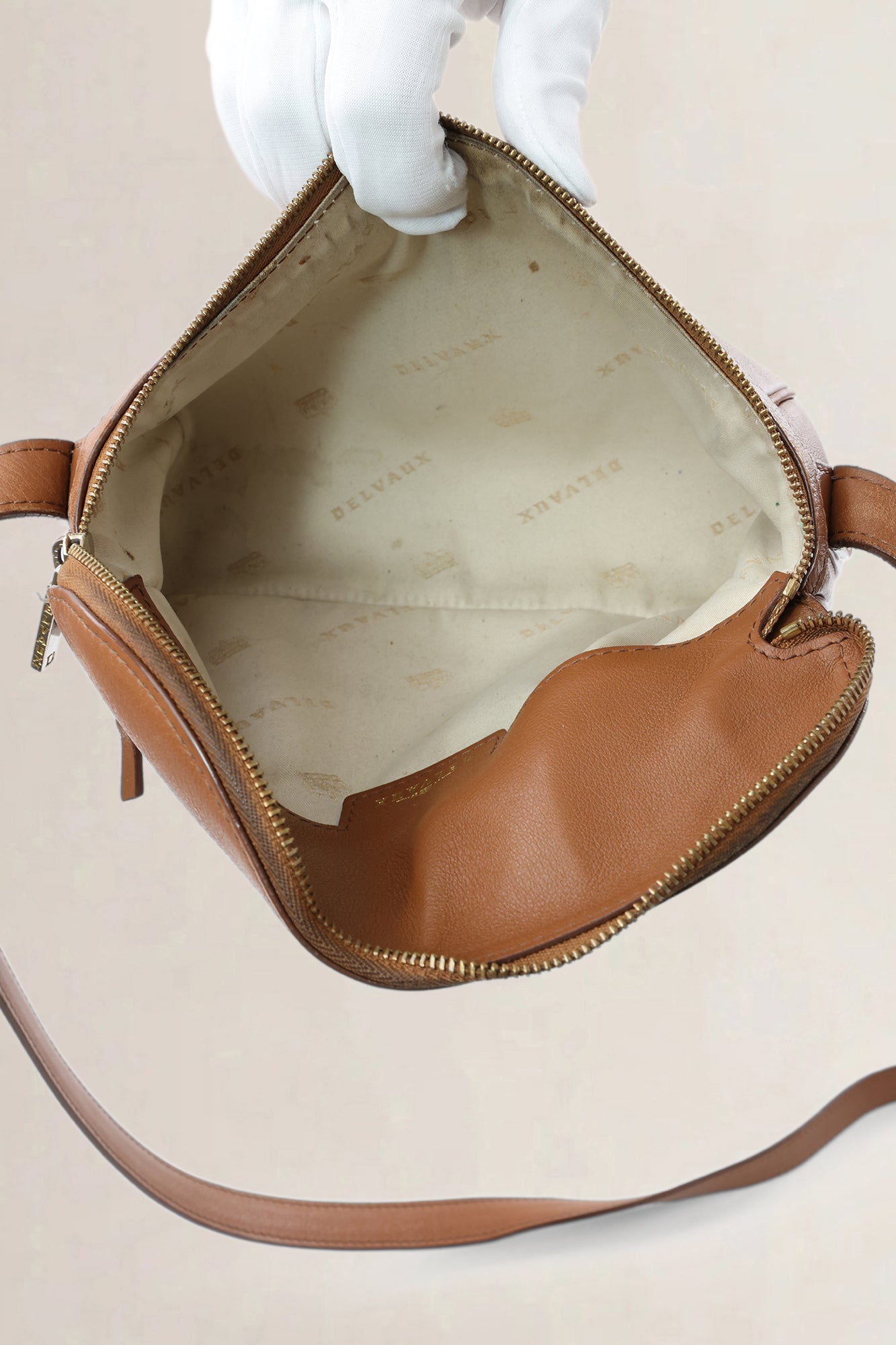 Delvaux Fauve Leather Tramway Crossbody Bag