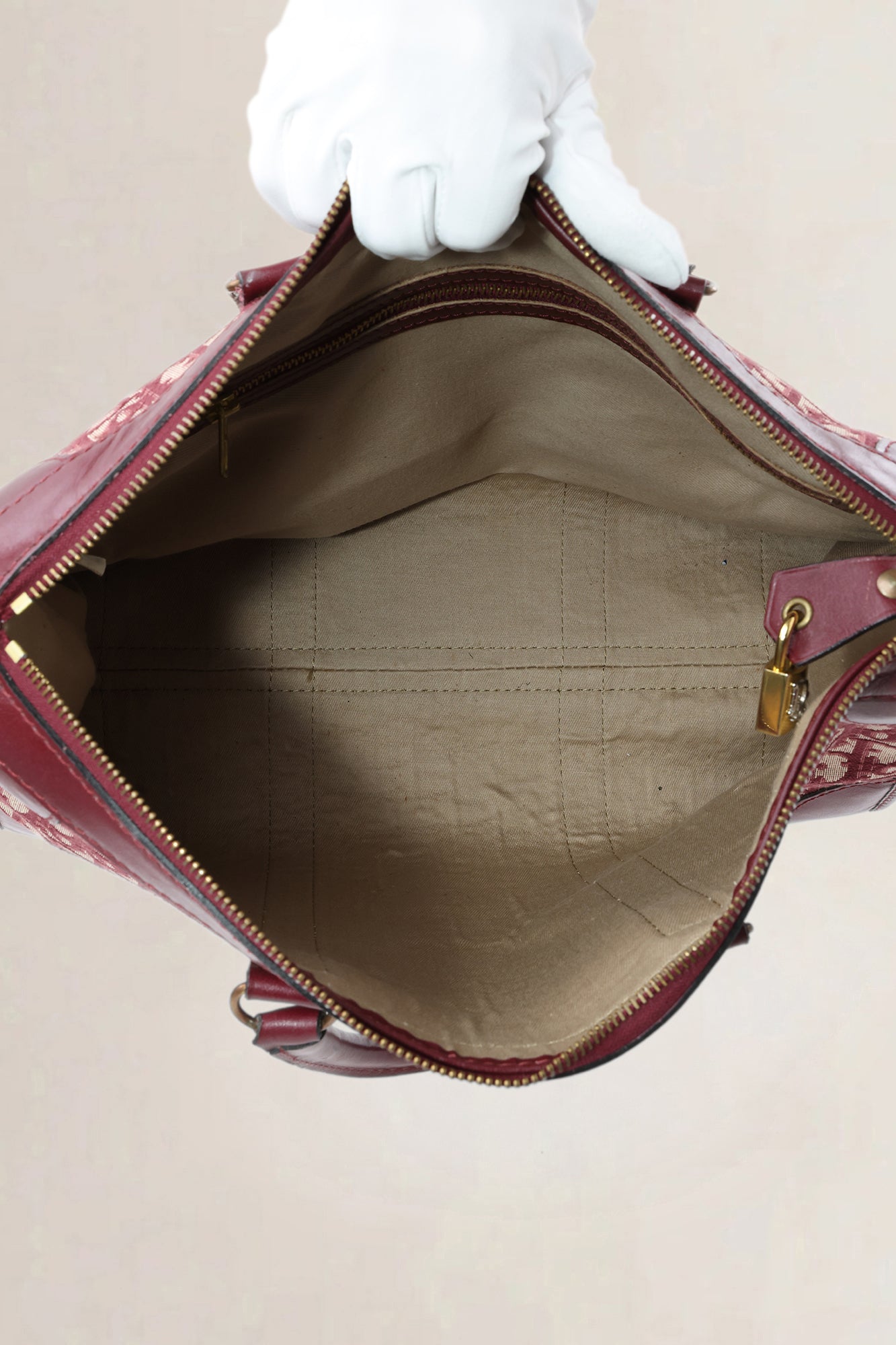 Christian Dior Burgundy Vintage Monogram Top Handle Bag