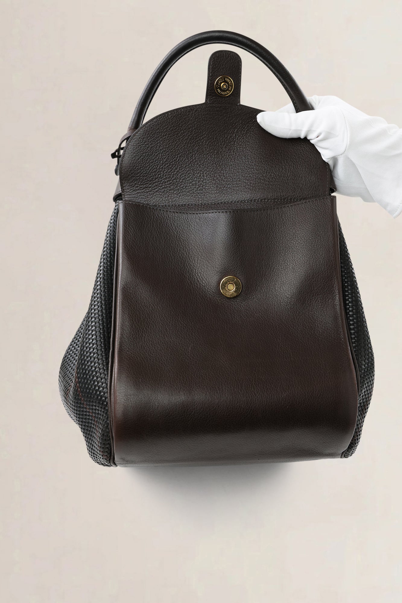 Delvaux Brown Leather/ Toile De Cuir Belon Shoulder Bag