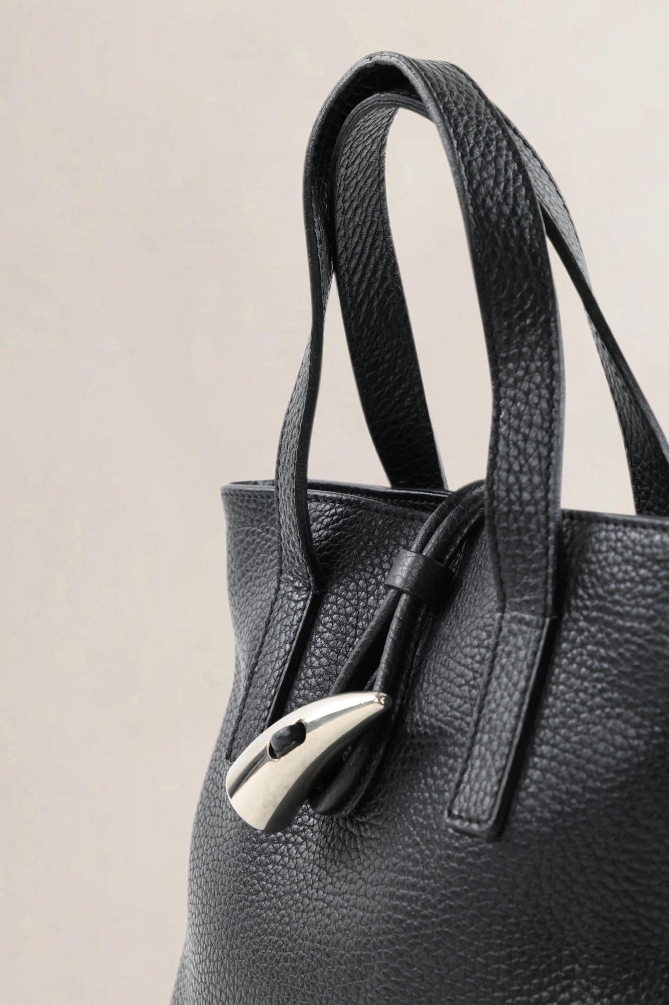 Burberry Black Leather Mini Horn Toggle Top Handle Bag