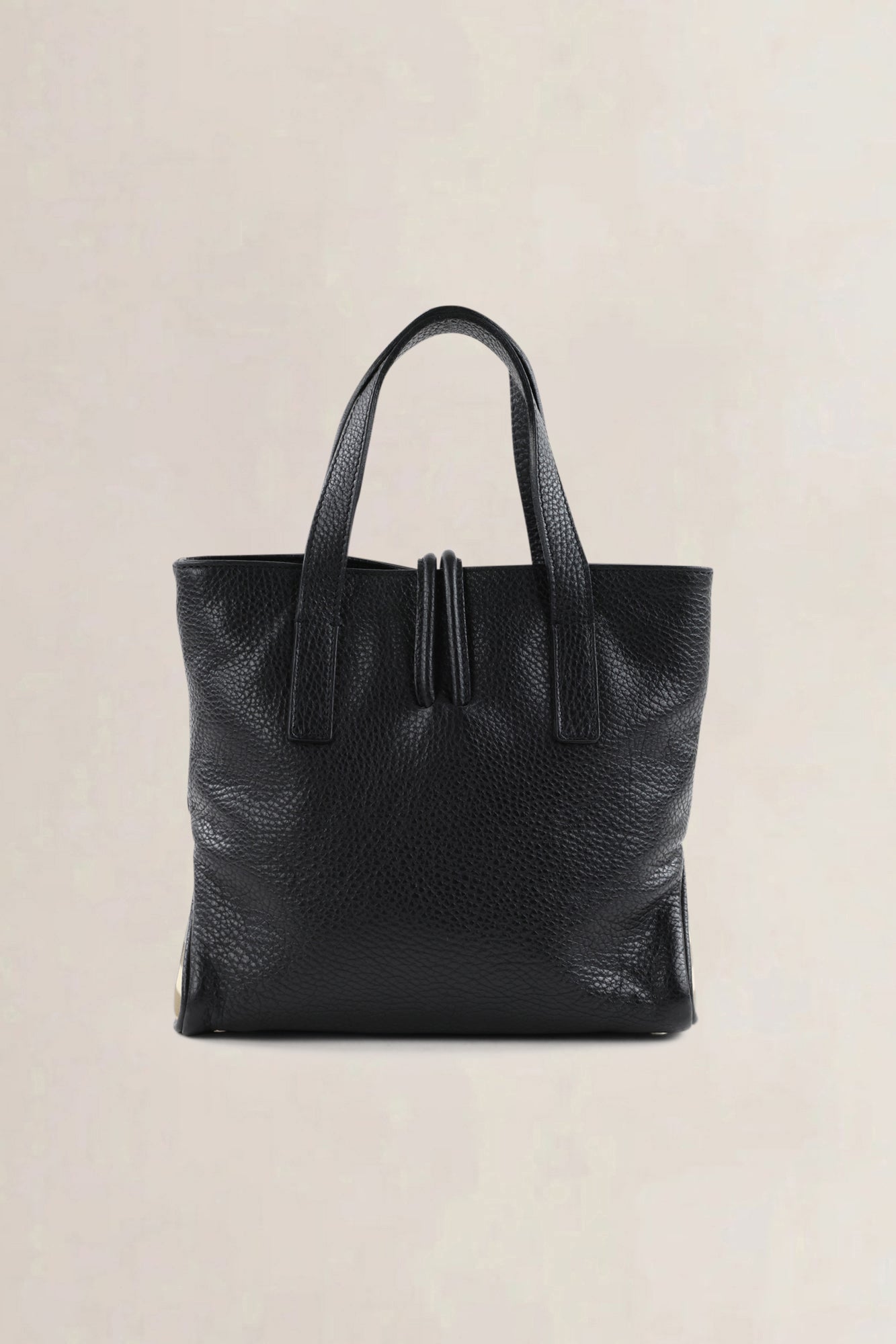 Burberry Black Leather Mini Horn Toggle Top Handle Bag