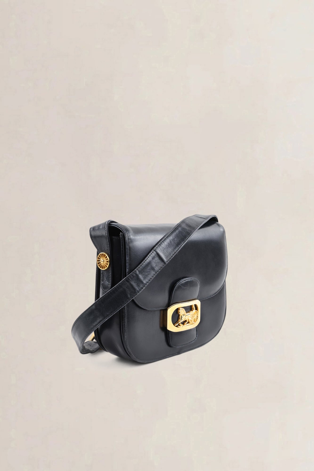 Céline Vintage Navy Leather Crossbody Bag