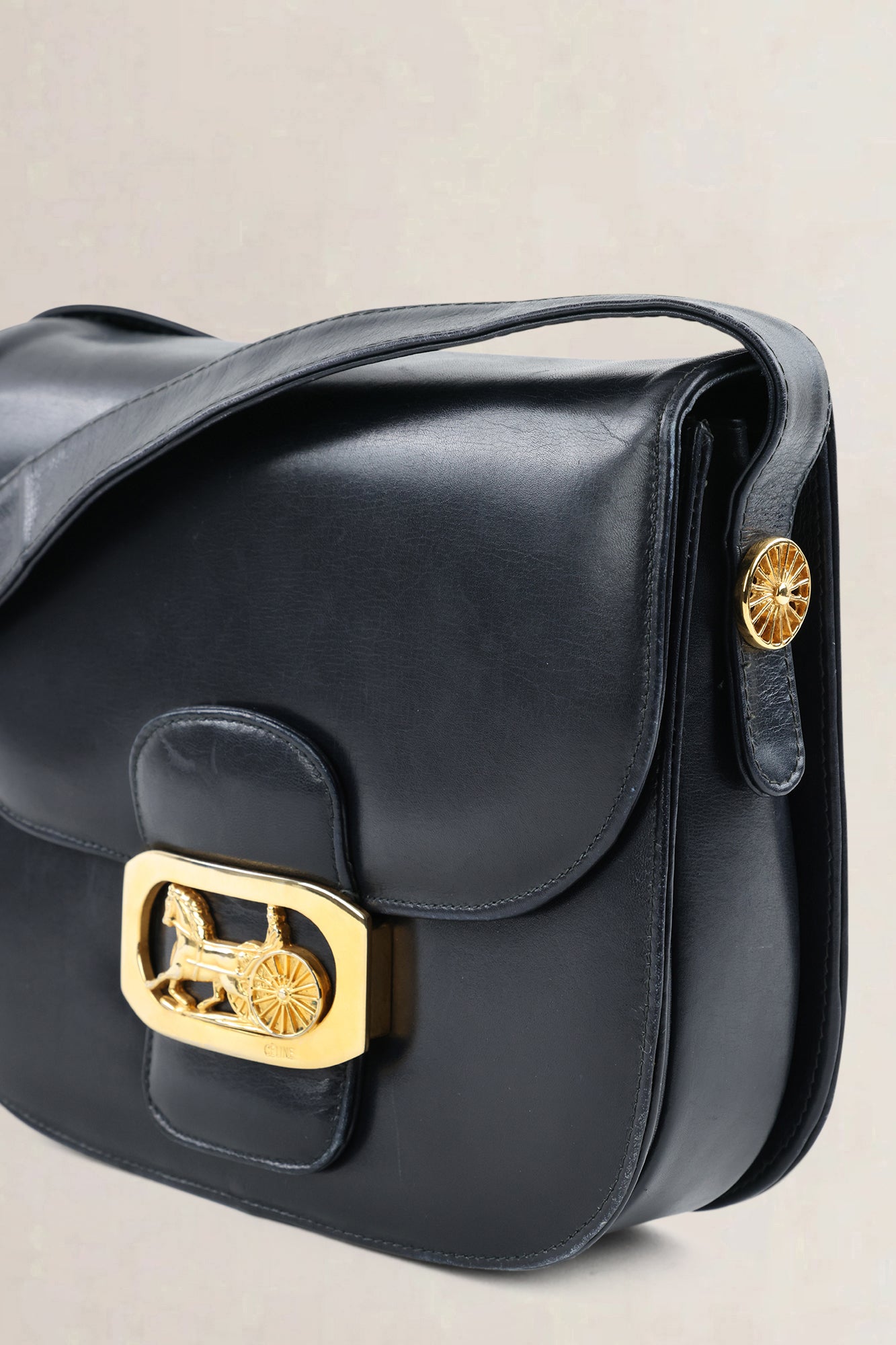 Céline Vintage Navy Leather Crossbody Bag