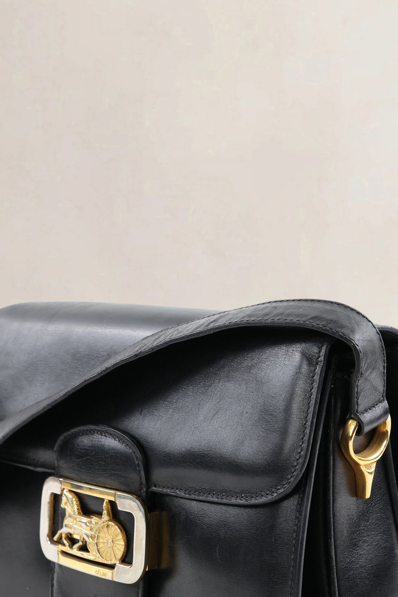 Céline Vintage Navy Leather Crossbody Bag