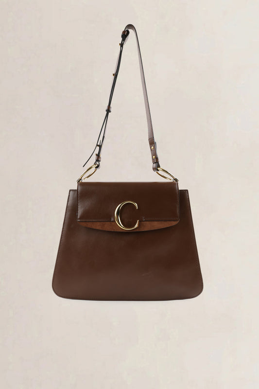 Chloé Brown C Medium Shoulder Bag