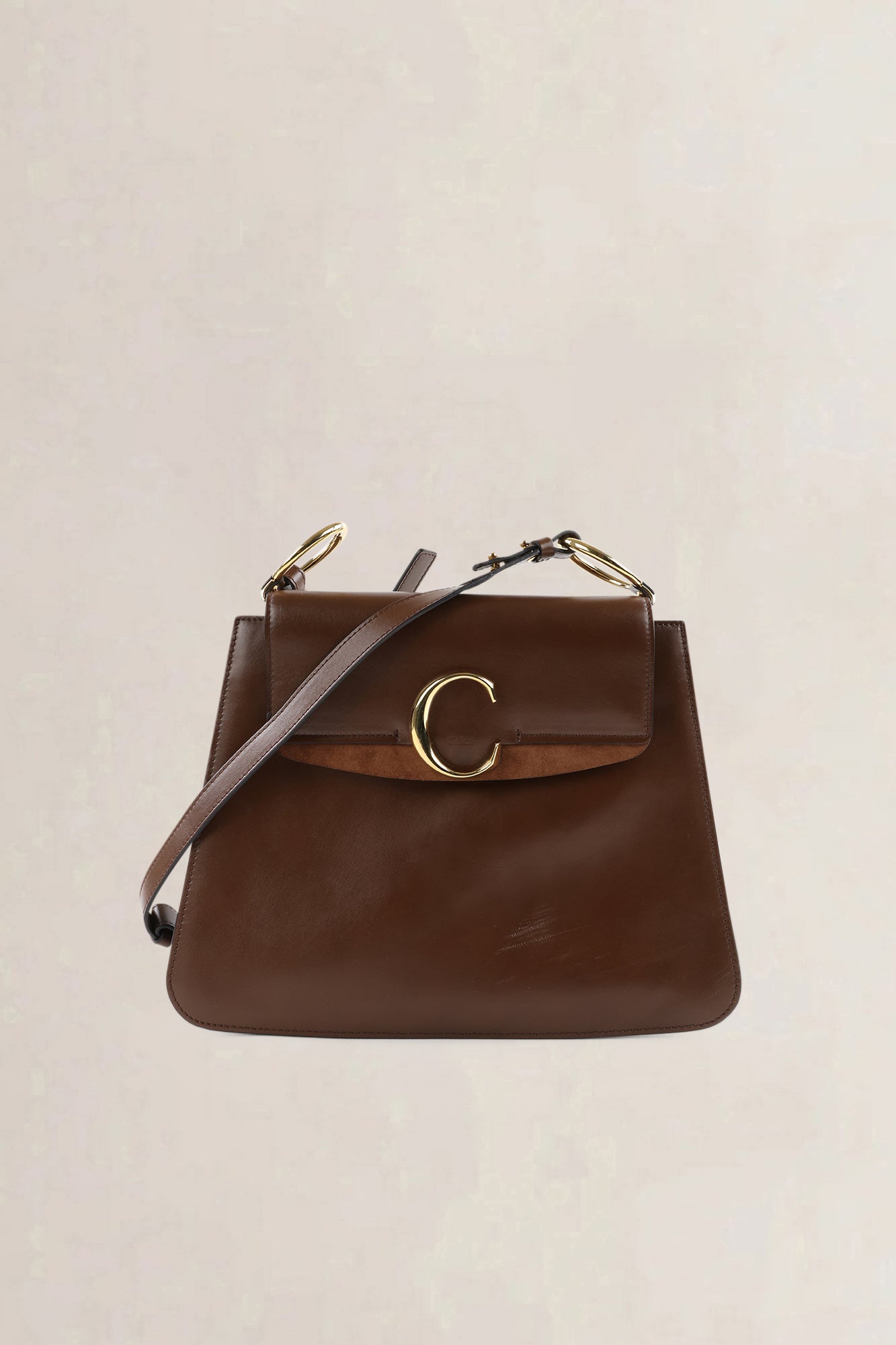 Chloé Brown C Medium Shoulder Bag