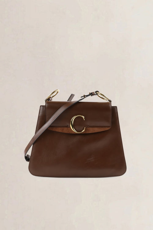 Chloé Brown C Medium Shoulder Bag