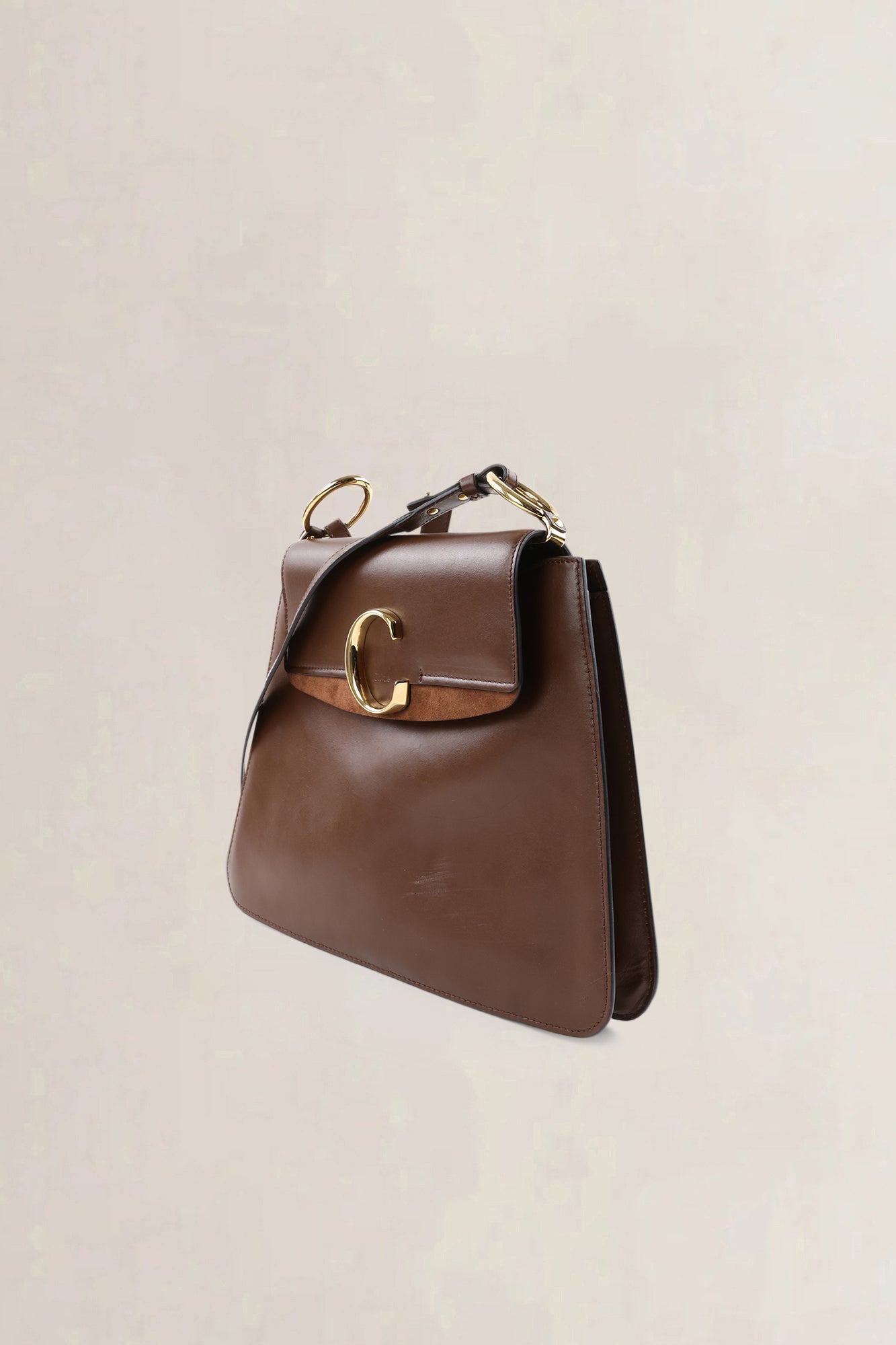 Chloé Brown C Medium Shoulder Bag