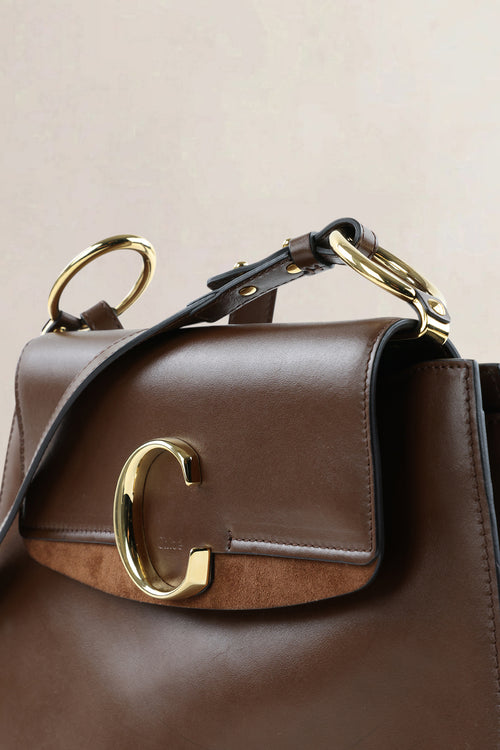 Chloé Brown C Medium Shoulder Bag