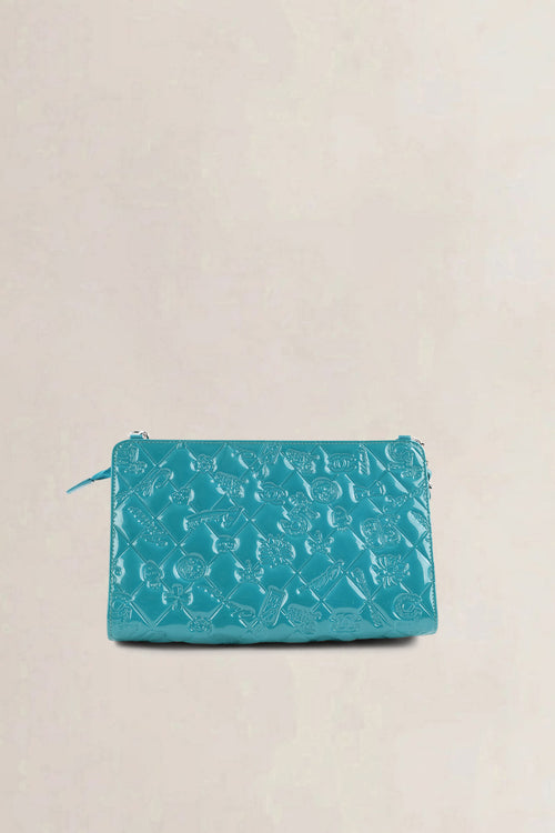 Chanel Turquoise Mademoiselle Moncaco Biarritz Patent Leather Shoulder Bag