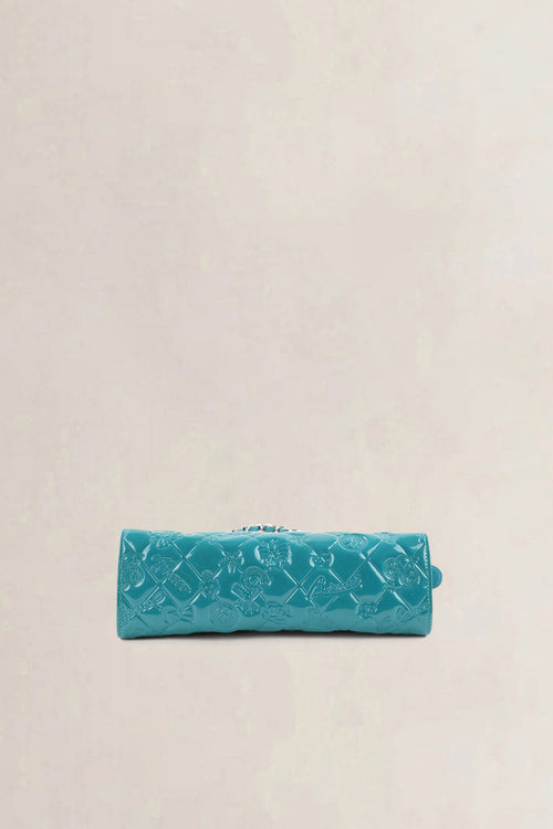 Chanel Turquoise Mademoiselle Moncaco Biarritz Patent Leather Shoulder Bag