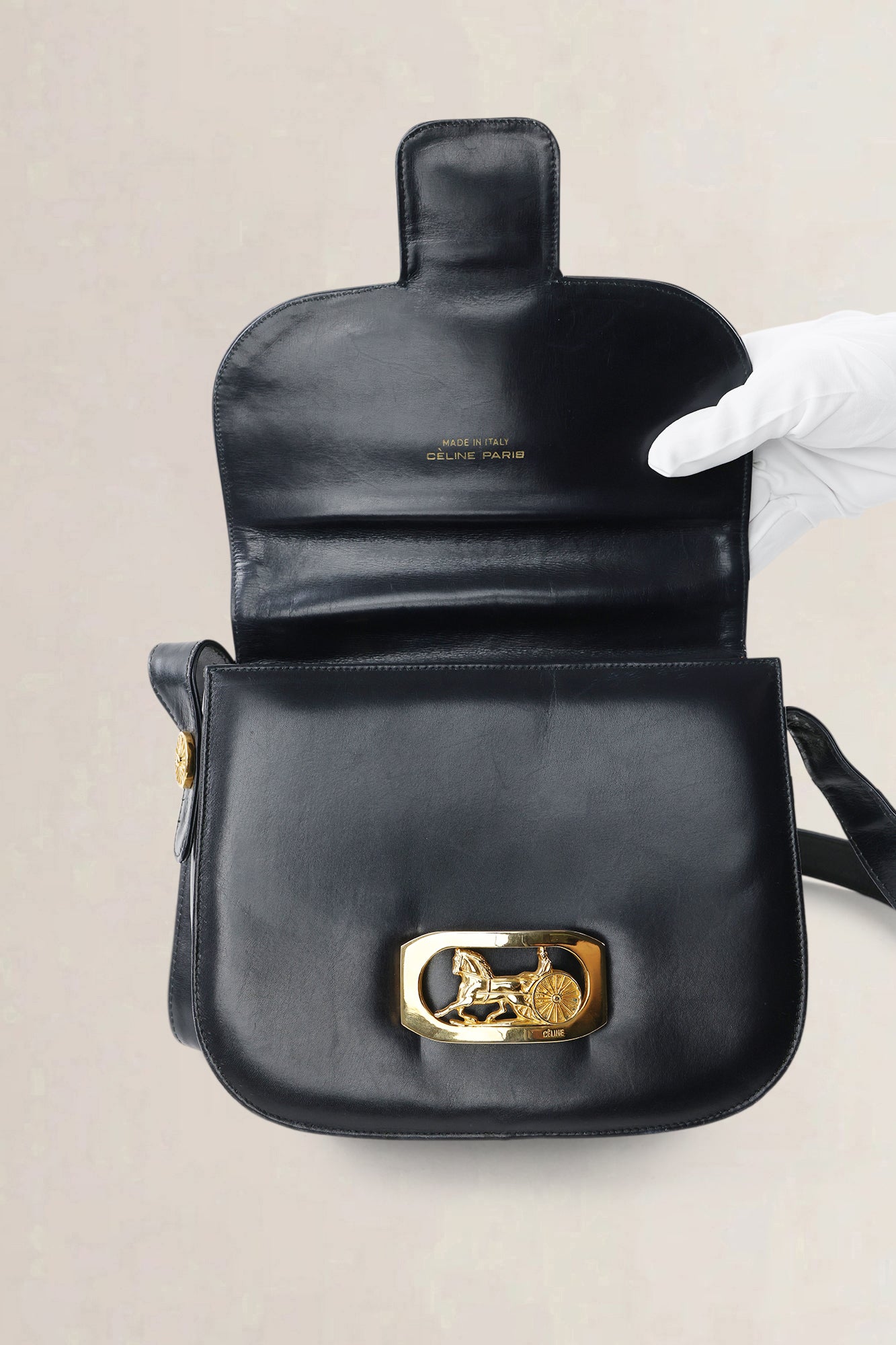 Céline Vintage Navy Leather Crossbody Bag