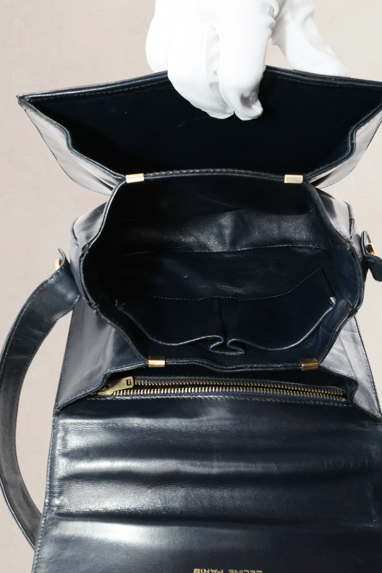 Céline Vintage Navy Leather Crossbody Bag