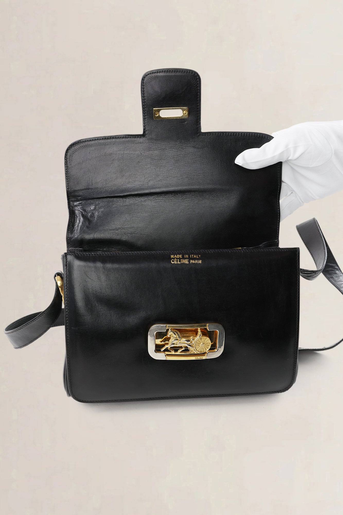 Céline Vintage Navy Leather Crossbody Bag