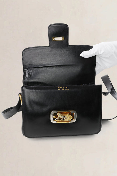 Céline Vintage Navy Leather Crossbody Bag