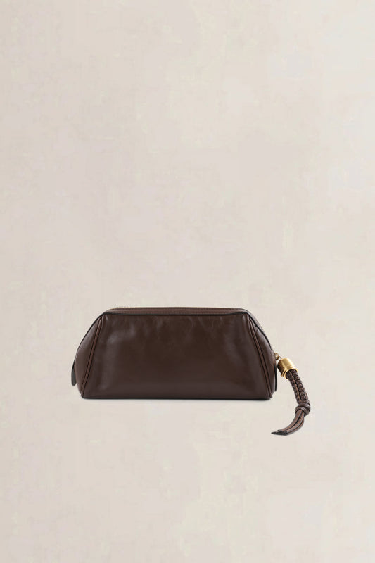 Delvaux Chocolate Leather Dolce Vita Pochette