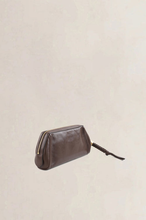 Delvaux Chocolate Leather Dolce Vita Pochette