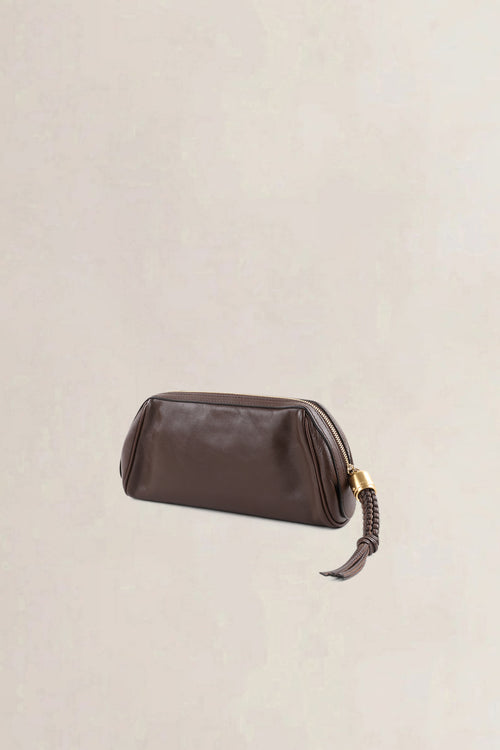 Delvaux Chocolate Leather Dolce Vita Pochette