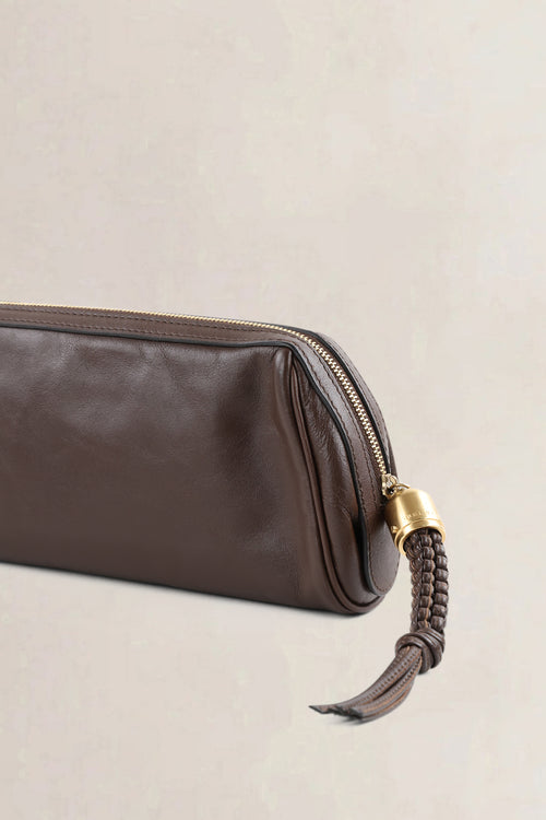 Delvaux Chocolate Leather Dolce Vita Pochette