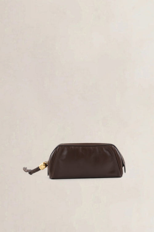 Delvaux Chocolate Leather Dolce Vita Pochette